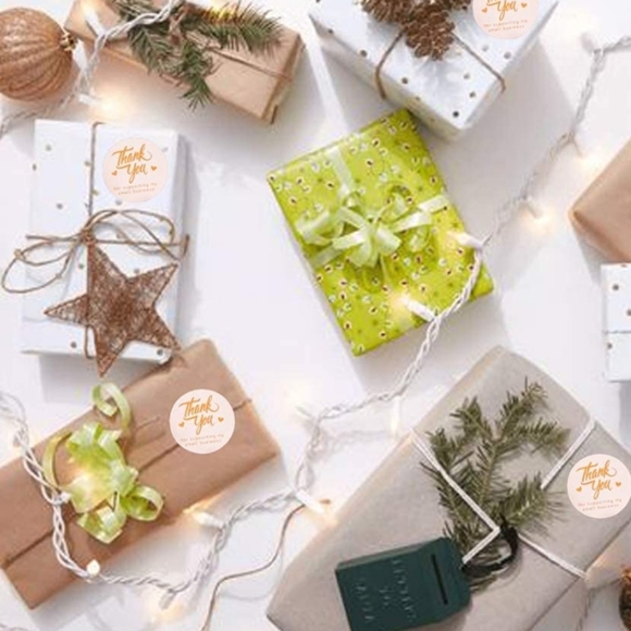 50 CT 2" Thank You Stickers Round Labels with 4 Designs Rose Gold on Bei… - Picture 2 of 14